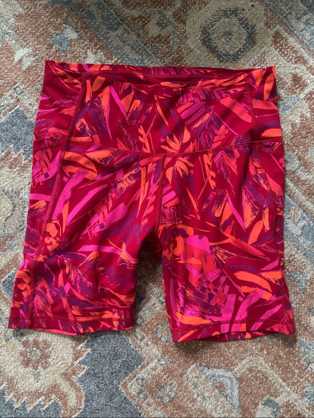 all in motion Red & Pink Abstract Print Bike Shorts